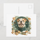 クリスマスイングリッシュブルドッグ シーズンポストカード (正面/裏面)