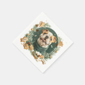 クリスマスイングリッシュブルドッグ スタンダードカクテルナプキン (角)