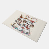 クリスマスイングリッシュブルドッグ ドアマット (アングル)