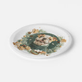 クリスマスイングリッシュブルドッグ ペーパープレート (アングル)