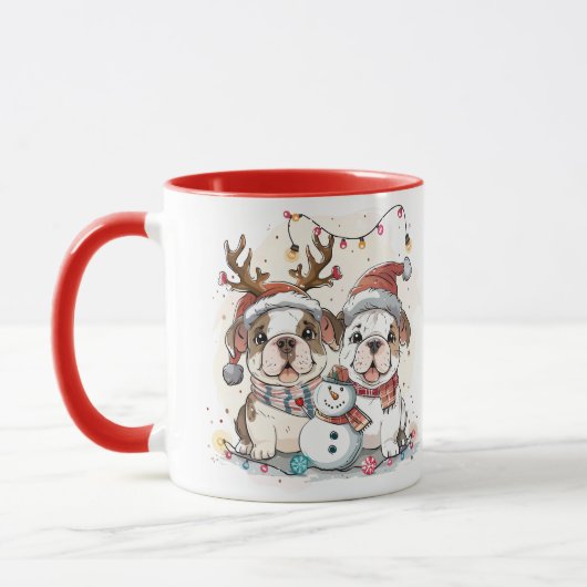 クリスマスイングリッシュブルドッグ マグカップ (左)