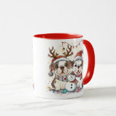 クリスマスイングリッシュブルドッグ マグカップ (正面右)