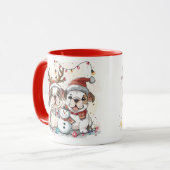 クリスマスイングリッシュブルドッグ マグカップ (正面左)
