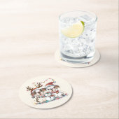 クリスマスイングリッシュブルドッグ ラウンドペーパーコースター (インサイチュ)