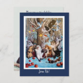 クリスマスインザウッズおもしろい動物招待状 招待状 (正面/裏面)