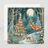 クリスマスインザフォレスト自然イラストレーション シーズンカード (正面/裏面)
