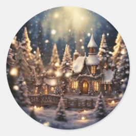 クリスマスインスパイアをテーマにした童話の城 ラウンドシール
