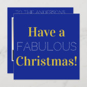 クリスマスインディゴブルー金ゴールド写真 シーズンカード (正面/裏面)