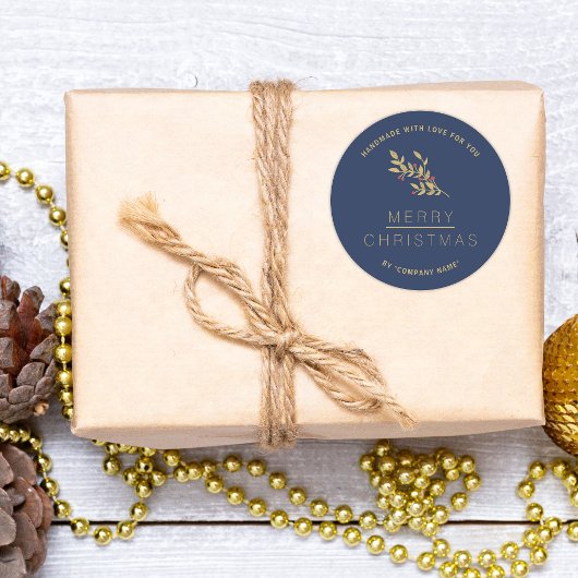 クリスマスインディゴボタニカルミニマリスト手作り ラウンドシール