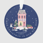 クリスマスインニューホームカワイトタウン&ピンクレトロバン オーナメント (正面)