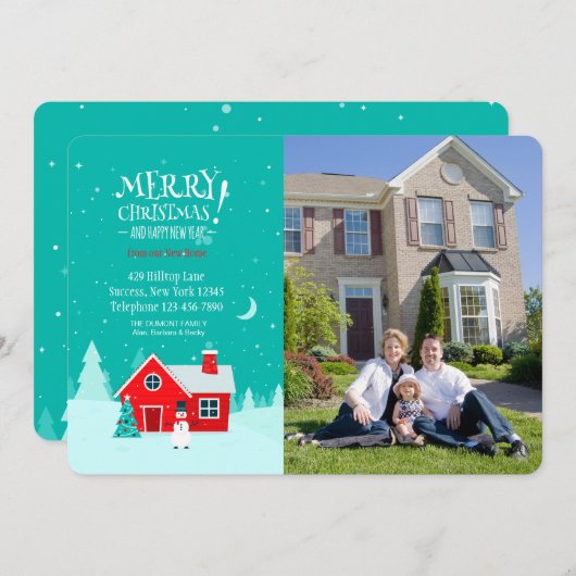 クリスマスインニューホームホリデーフォトカード シーズンカード (正面/裏面)