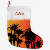 クリスマスインパームビーチマイアミサンセット スモールクリスマスストッキング (正面)