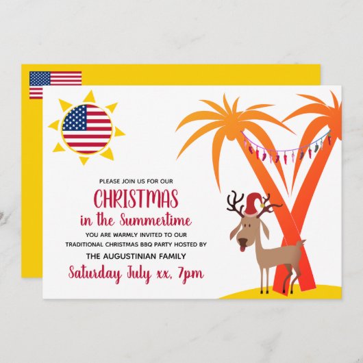 クリスマスイン夏期アメリカパーティー 招待状 (正面/裏面)