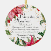 クリスマスイン天国ポインセチア金ゴールドメモリアル写真 セラミックオーナメント (正面)