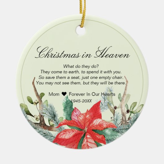 クリスマスイン天国記念写真記念 セラミックオーナメント (正面)