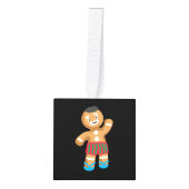 クリスマスイン7月ジンジャーブレッドマン浴衣 キューブオーナメント (正面)