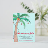 クリスマスイン7月パーティーパームポストカード招待状 インビテーションポストカード (スタンド正面)