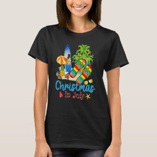 クリスマスイン7月ビーチサンダルサマーバケーションビーチ Tシャツ