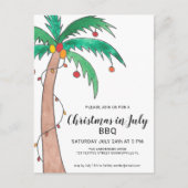 クリスマスイン7月BBQパーム招待状はがき インビテーションポストカード (正面)