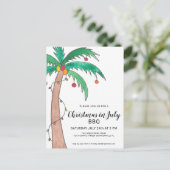 クリスマスイン7月BBQパーム招待状はがき インビテーションポストカード (スタンド正面)