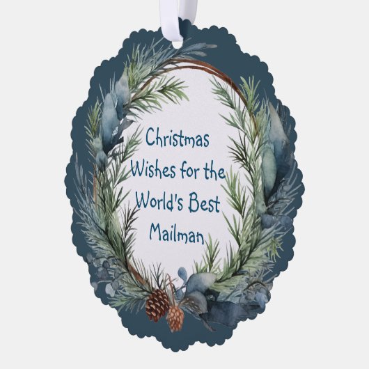 クリスマスウィズグリーナリーリースメールマン オーナメントカード (左)