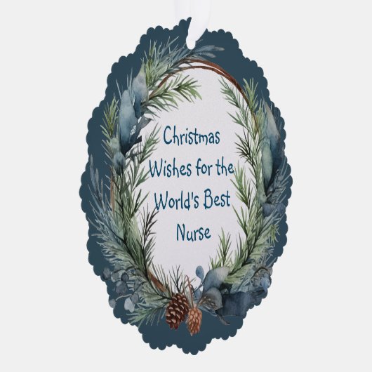 クリスマスウィズグリーンリースナース オーナメントカード (右)