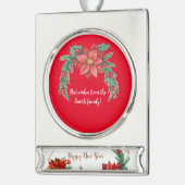 クリスマスウィズゴールデンフレームポインセチア シルバープレートバナーオーナメント (左)