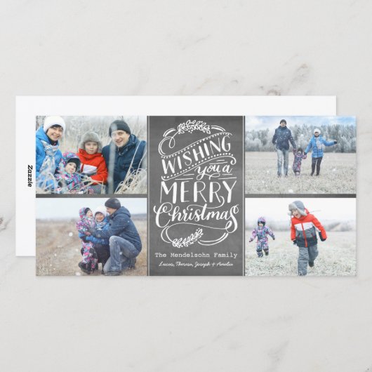 クリスマスウィッシュコレクション4フォトチョークホリデー シーズンカード (正面/裏面)