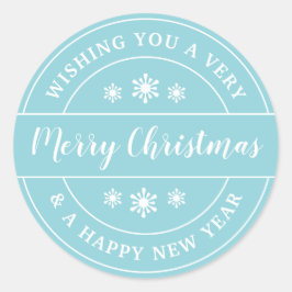 クリスマスウィッシュスノーフレークスブルータイポグラフィ ラウンドシール