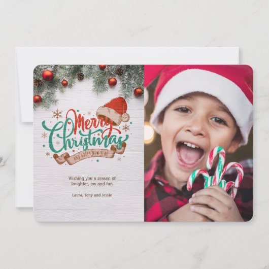 クリスマスウィッシュズフォトホリデーカード 招待状 (正面)