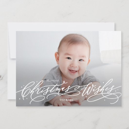 クリスマスウィッシュズ編集可能カラーホリデーフォトカード シーズンカード (正面)