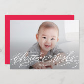 クリスマスウィッシュズ編集可能カラーホリデーフォトカード シーズンカード (正面/裏面)