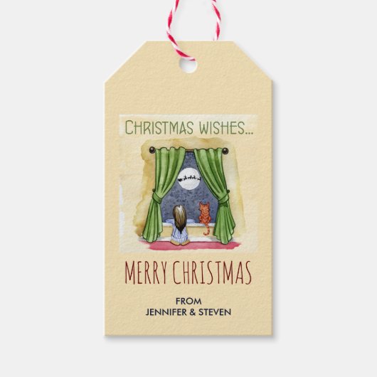 クリスマスウィッシュチャイルド&キティ猫クリスマス ギフトタグ (正面)