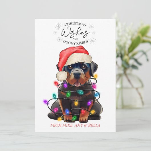 クリスマスウィッシュドッグパピーキスかわいいペットカスタム シーズンカード (スタンド正面)