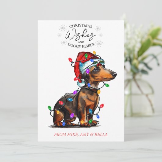 クリスマスウィッシュドッグパピーキスかわいいペットカスタム シーズンカード (スタンド正面)