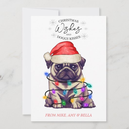 クリスマスウィッシュドッグパピーキスかわいいペットカスタム シーズンカード (正面)