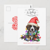 クリスマスウィッシュドッグパピーキスかわいいペットカスタム ポストカード (正面/裏面)