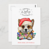 クリスマスウィッシュドッグパピーキスかわいいペットカスタム ポストカード (正面/裏面)