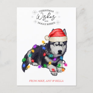 クリスマスウィッシュドッグパピーキスかわいいペットカスタム ポストカード