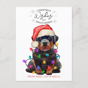 クリスマスウィッシュドッグパピーキスかわいいペットカスタム ポストカード