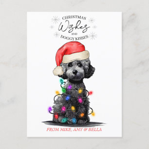 クリスマスウィッシュドッグパピーキスかわいいペットカスタム ポストカード