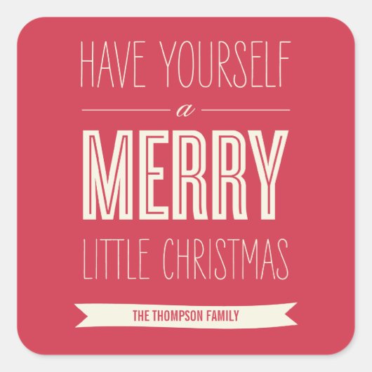 クリスマスウィッシュホリデーギフトステッカー スクエアシール (正面)