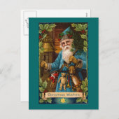 クリスマスウィッシュヴィンテージホリデーアート シーズンポストカード (正面/裏面)