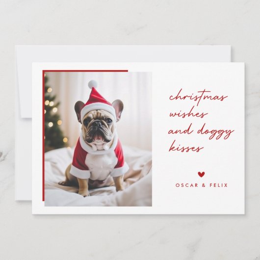 クリスマスウィッシュ家族ペット犬パピークリスマス シーズンカード (正面)