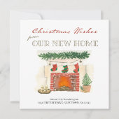 クリスマスウィッシュ新しいホーム暖炉ホリデームービング 案内状 (正面)