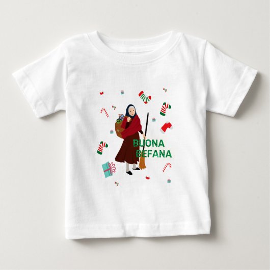 クリスマスウィッチブオナベファナ ベビーTシャツ (正面)