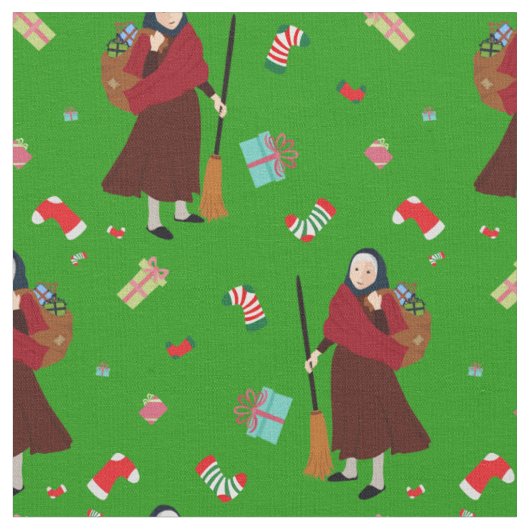 クリスマスウィッチベファナ織物 ファブリック (クローズアップ)