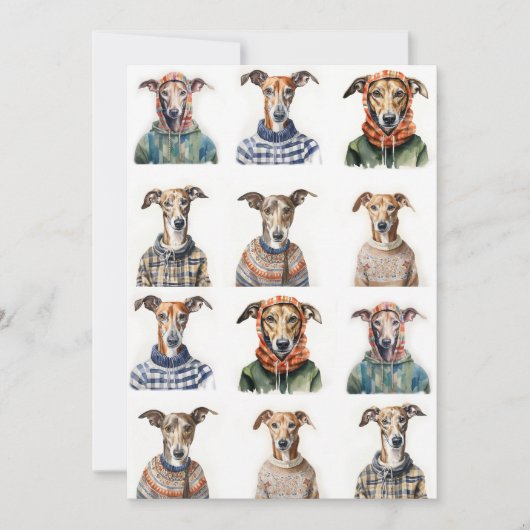 クリスマスウィペットの水彩 シーズンカード (正面)