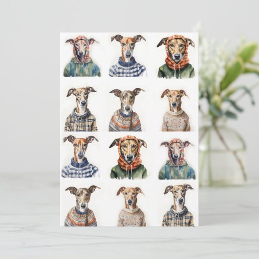 クリスマスウィペットの水彩 シーズンカード (スタンド正面)