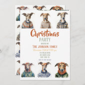クリスマスウィペットの水彩 招待状 (正面/裏面)